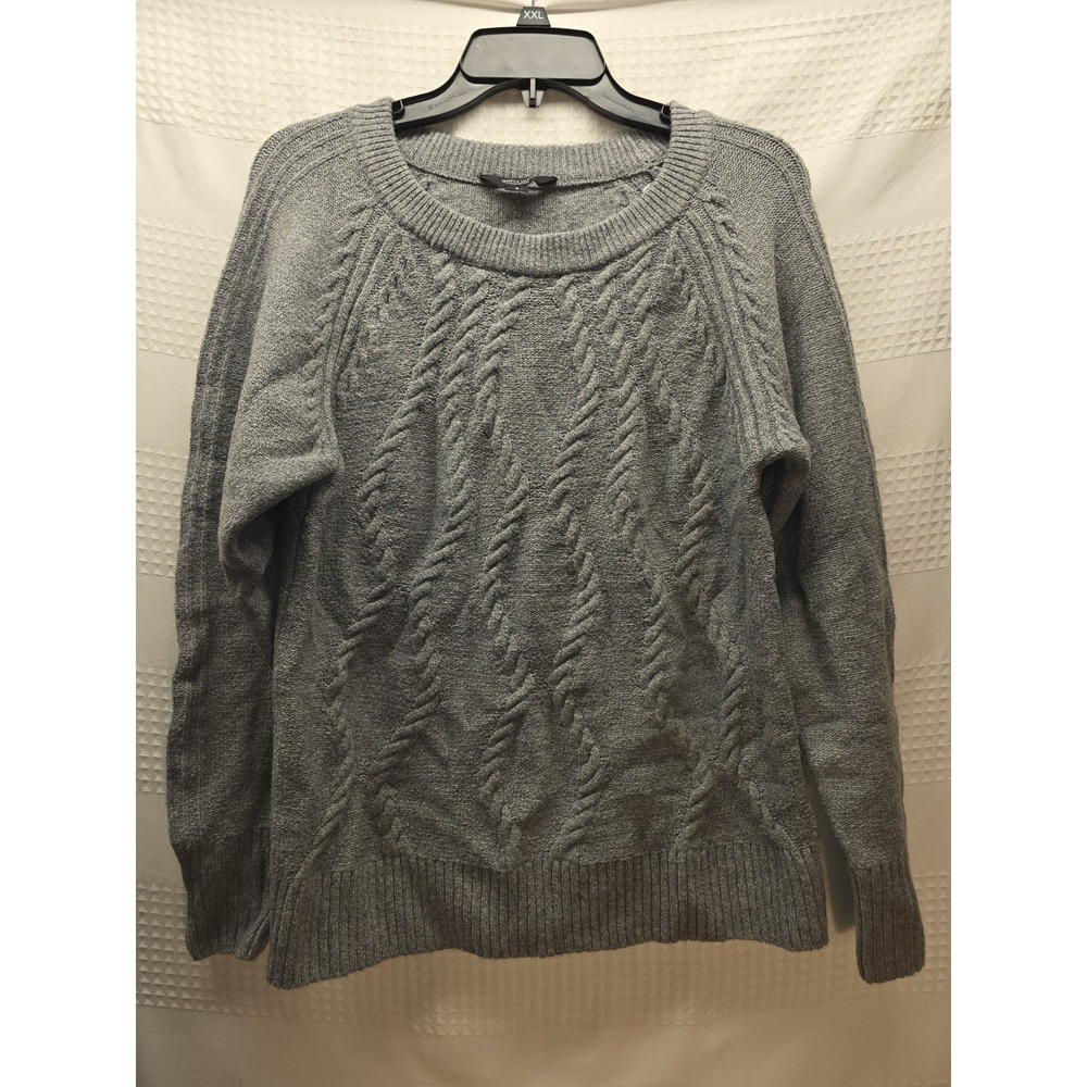 Simply Vera Wang Cable Knit Sweater Gray Crew Neck Size Small